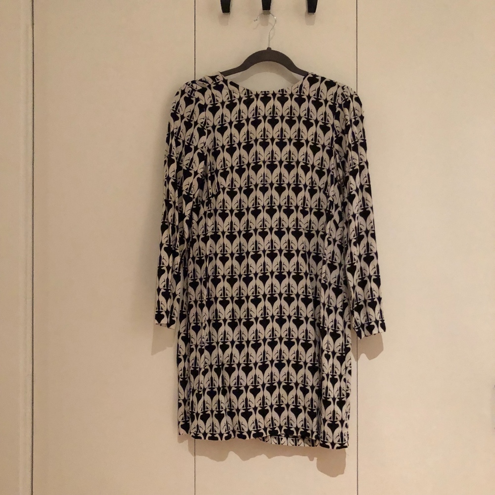 Dog Patterned Long Sleeve Shift/Work Dress